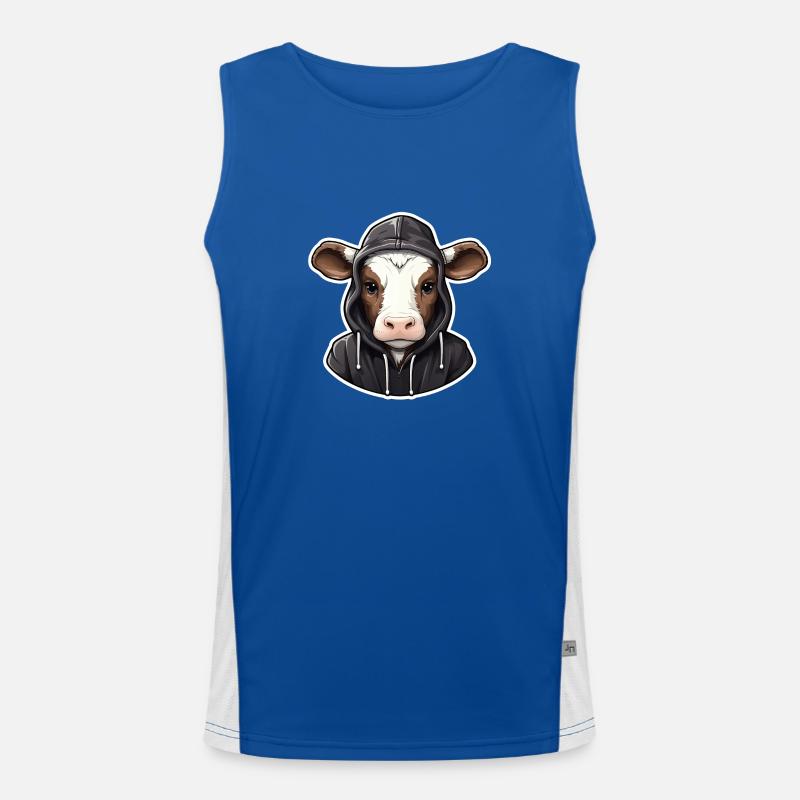 Coole Kuh in Freizeitkleidung Funktionelles Kontrast-Tank Top für Männer 
