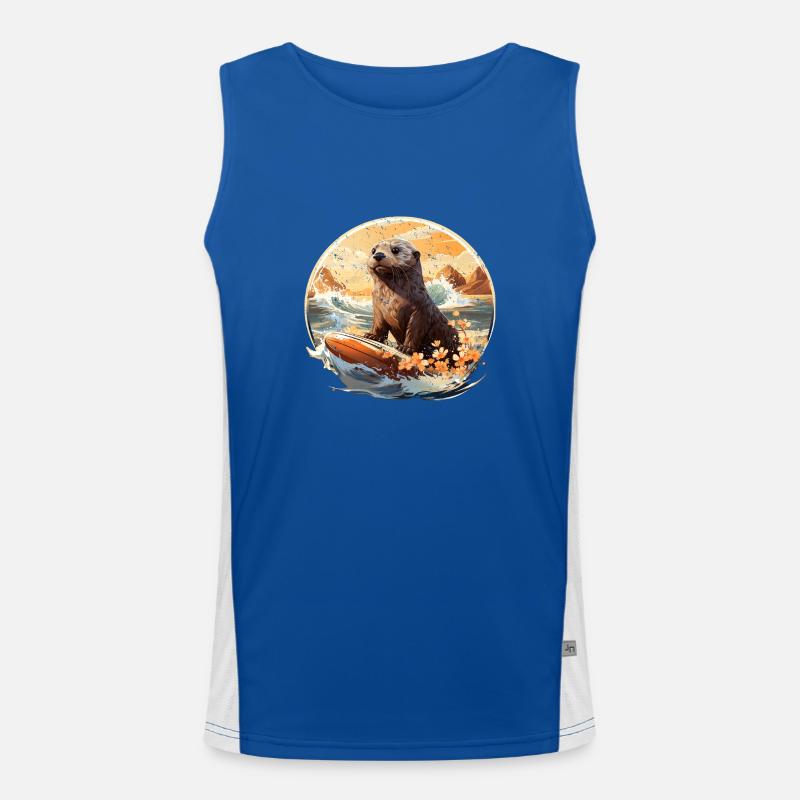 Seeotter auf Surfboard Funktionelles Kontrast-Tank Top für Männer 