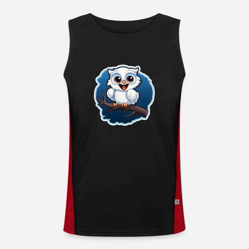 Eule auf einem Ast Funktionelles Kontrast-Tank Top für Männer 