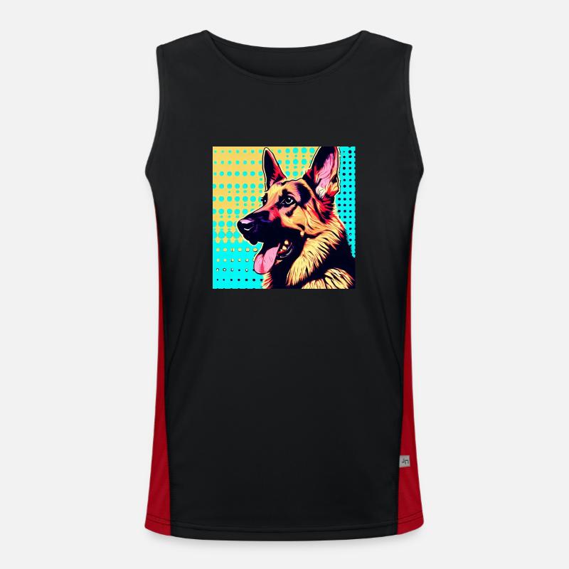 Deutscher Schäferhund Pop Art Funktionelles Kontrast-Tank Top für Männer 