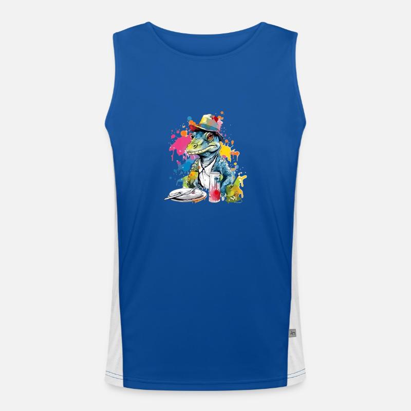 Liko the crocodile painter Men's Functional Contrast Tank Top 