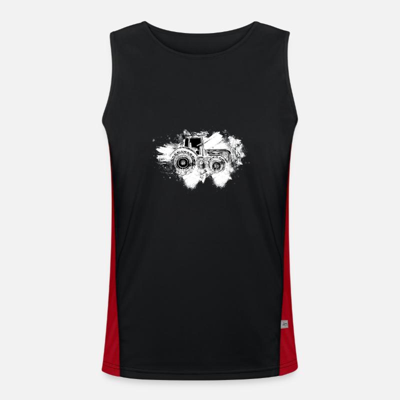 tractor farmer humor Men's Functional Contrast Tank Top 