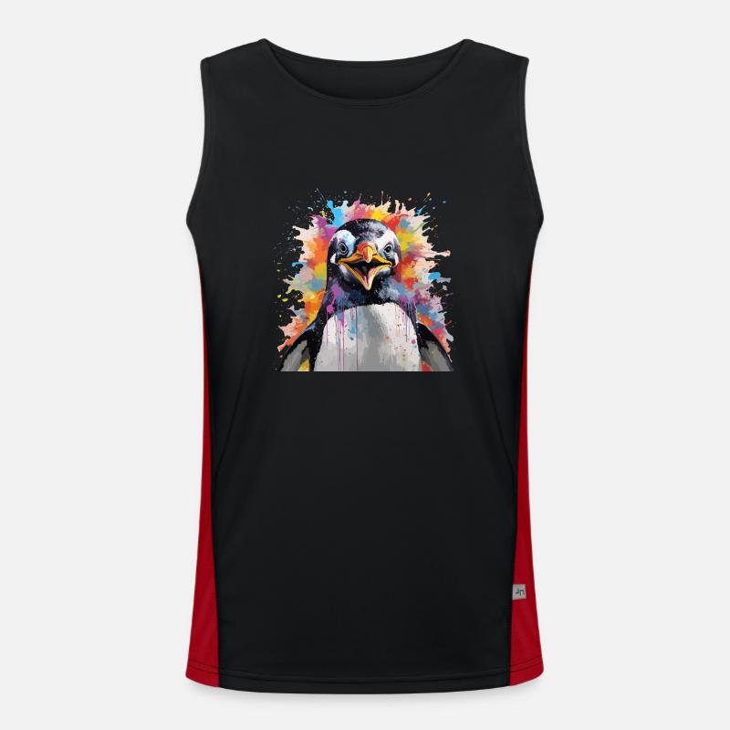 der bunte Pinguin Funktionelles Kontrast-Tank Top für Männer 