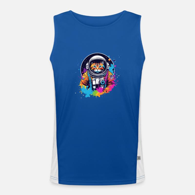 Astronaut Cat Men's Functional Contrast Tank Top 