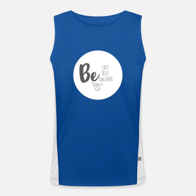 Be safe, be nice, be awesome Men's Functional Contrast Tank Top 