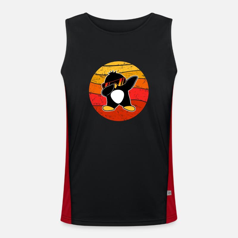 Funny Dabbing Penguin Cool Dab Dance Dance Pose Men's Functional Contrast Tank Top 