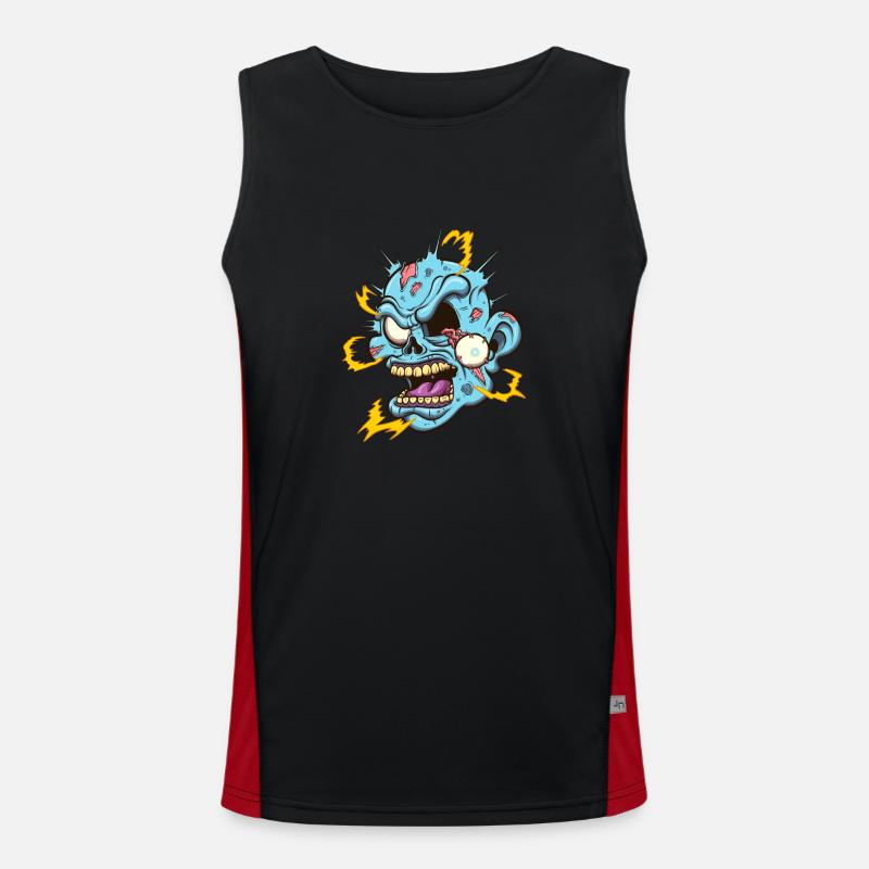 Zombiekopf mit Stromschlag Funktionelles Kontrast-Tank Top für Männer 