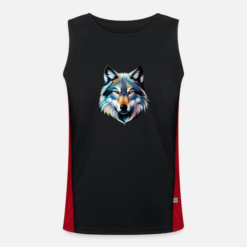 Wolf Funktionelles Kontrast-Tank Top für Männer 