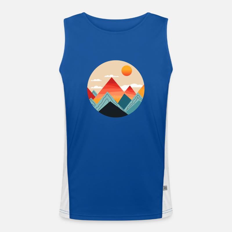 Berge und Sonne Funktionelles Kontrast-Tank Top für Männer 