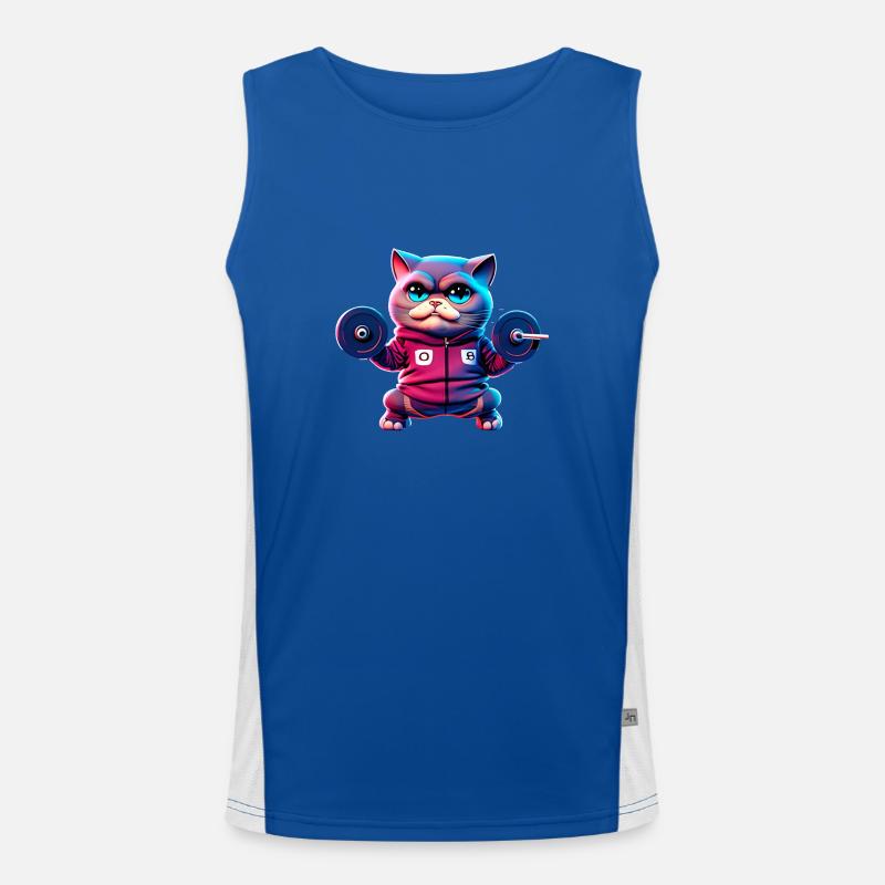 mignon drôle chat illustration lifting weight workout Débardeur respirant contrasté Homme 