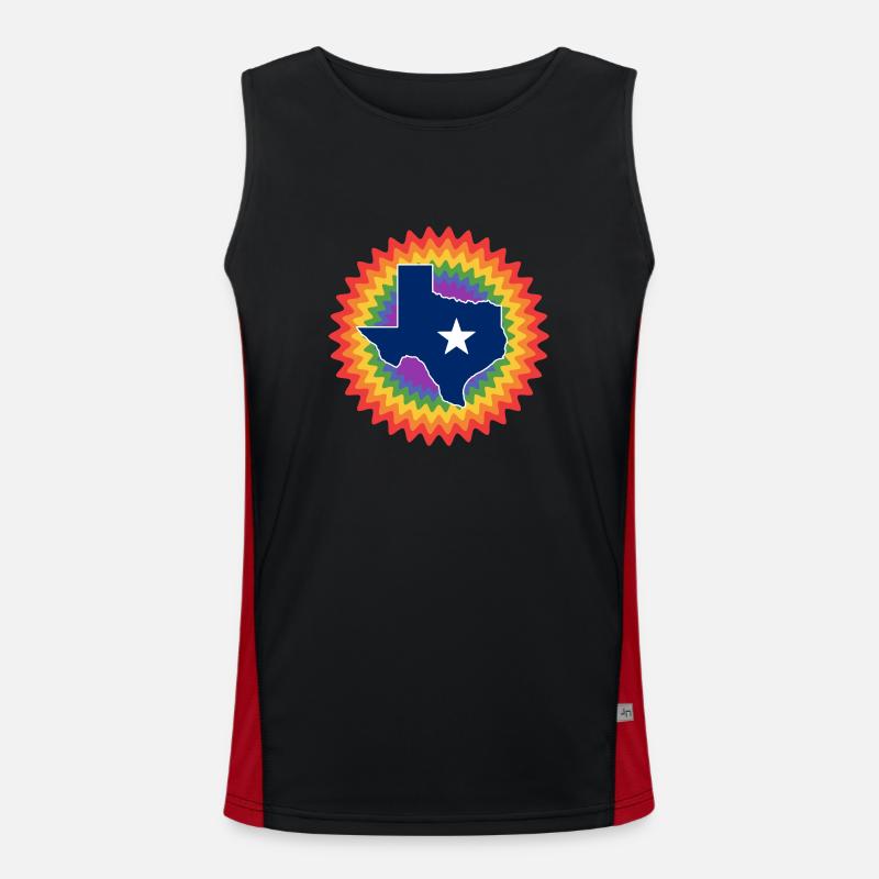 Texas Map Design for Proud LGBT+ Texans Men's Functional Contrast Tank Top 