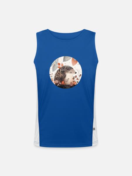 Igel im Herbst - Funktionelles Kontrast-Tank Top für Männer  - Royal/Weiß - Vorne