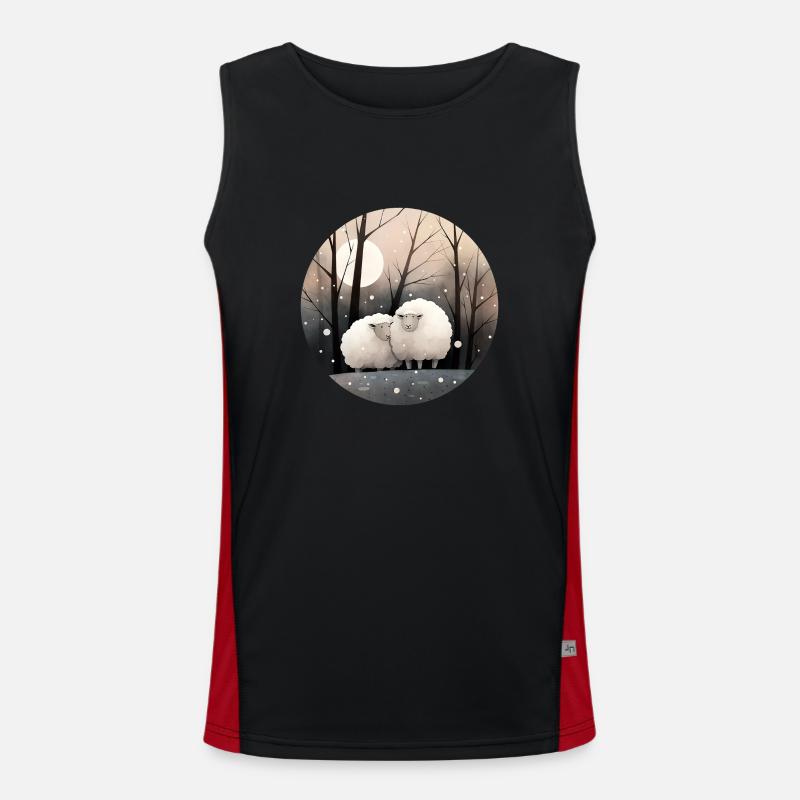 Sheep in winter Men's Functional Contrast Tank Top 