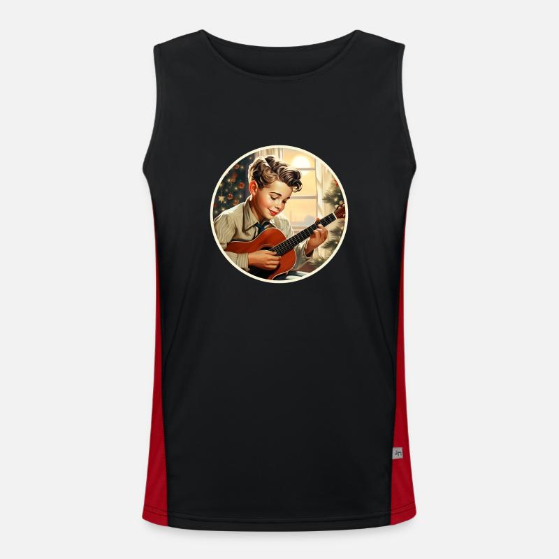 Boy playing a Christmas carol - Men's Functional Contrast Tank Top - black/red