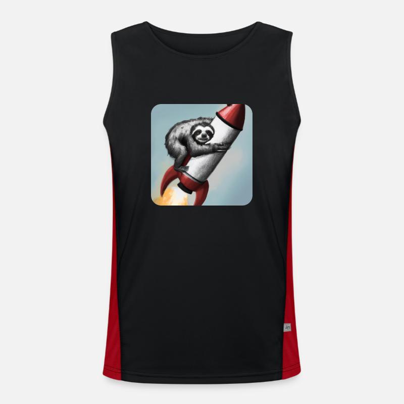 Faultier auf Rakete Funktionelles Kontrast-Tank Top für Männer 