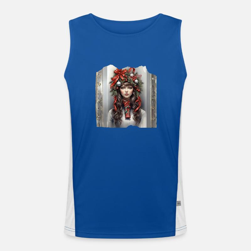 Weihnachtsmann Heiligabend Mitternachtsmesse Weihnachtsbaum Geschenke Funktionelles Kontrast-Tank Top für Männer 