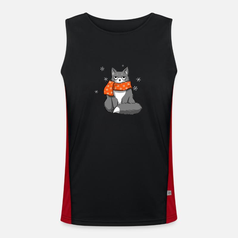Weihnachtskatze Funktionelles Kontrast-Tank Top für Männer 