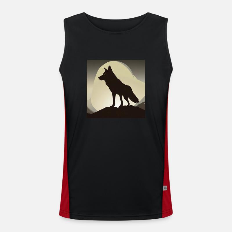 Wolf Silhouette Funktionelles Kontrast-Tank Top für Männer 