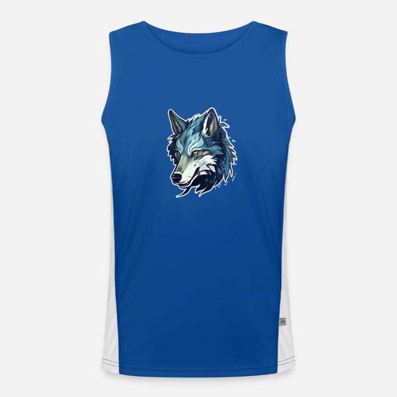 Wolf - Illustration Funktionelles Kontrast-Tank Top für Männer 
