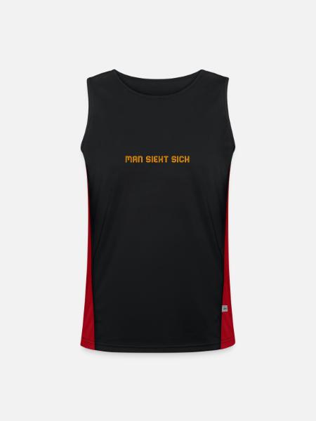 man sieht sich - Funktionelles Kontrast-Tank Top für Männer  - Schwarz/Rot - Vorne