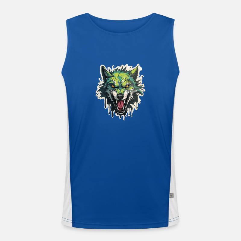 Wolf - Illustration Funktionelles Kontrast-Tank Top für Männer 