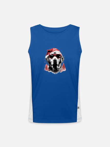Magical Labrador Christmas dog in the snow - Men's Functional Contrast Tank Top  - royal/white - Front
