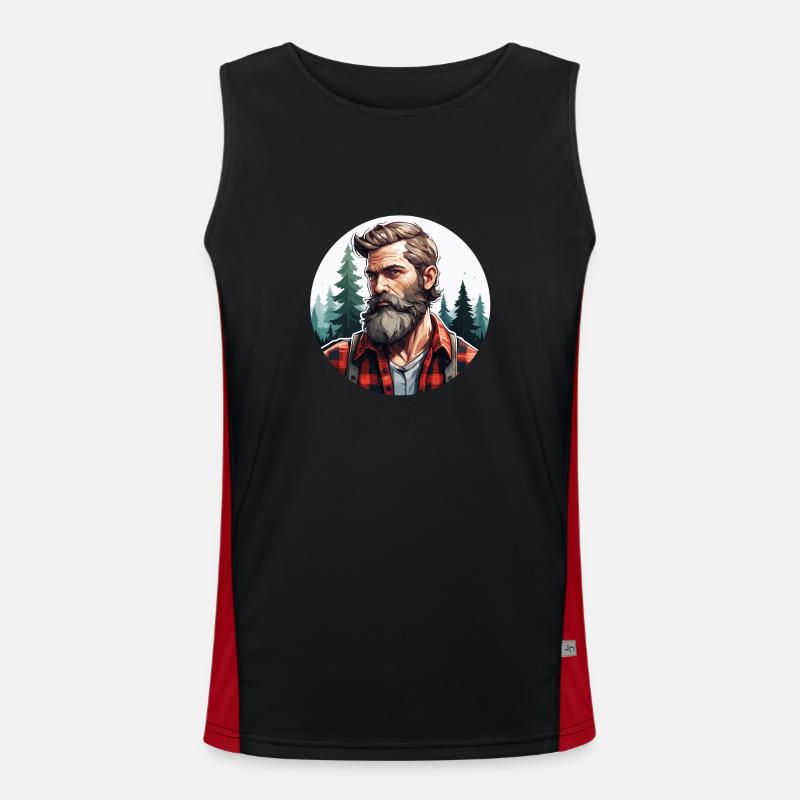 Lumberjack / Man / Beard / Forest / Shirt / Tree Men's Functional Contrast Tank Top 