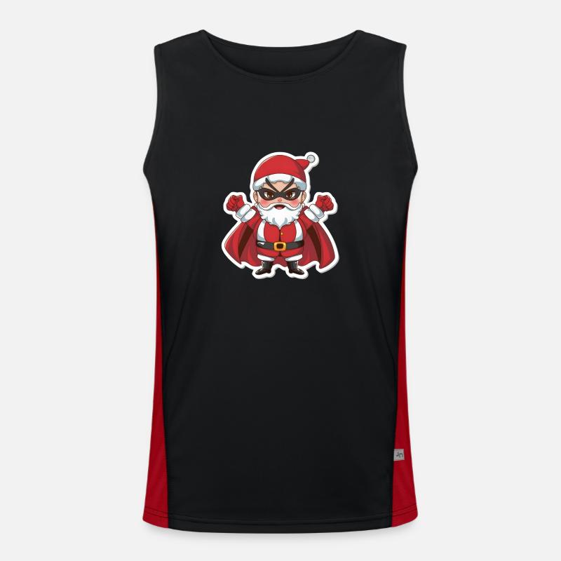 Weihnachtsmann Superheld Funktionelles Kontrast-Tank Top für Männer 