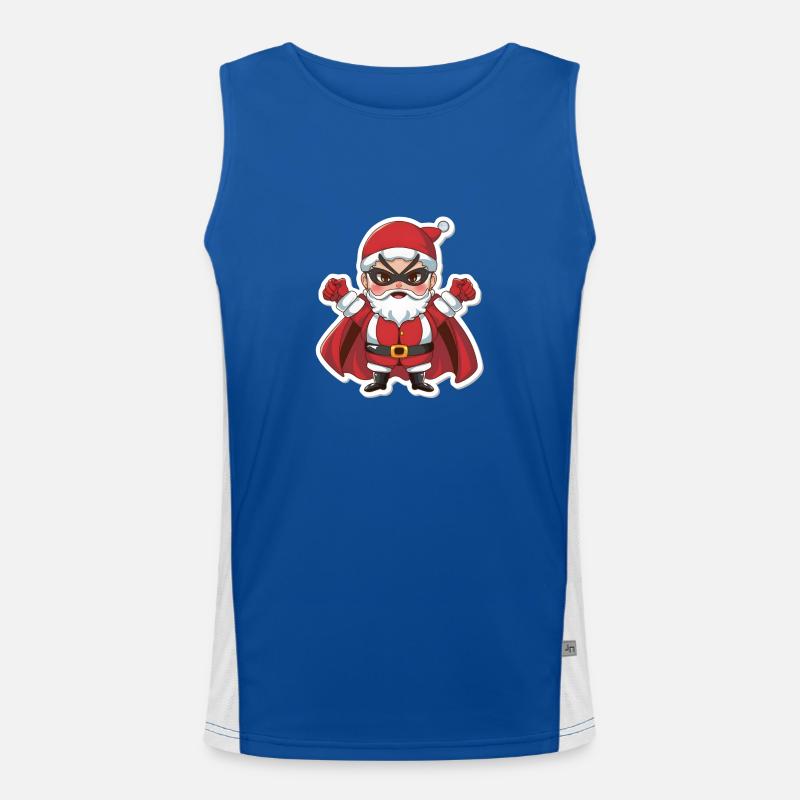 Weihnachtsmann Superheld Funktionelles Kontrast-Tank Top für Männer 