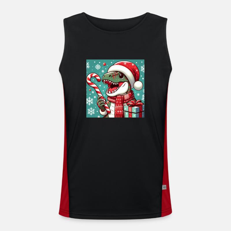Weihnachts-Dinosaurier Funktionelles Kontrast-Tank Top für Männer 