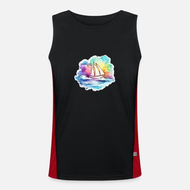Segelboot - Illustration Funktionelles Kontrast-Tank Top für Männer 