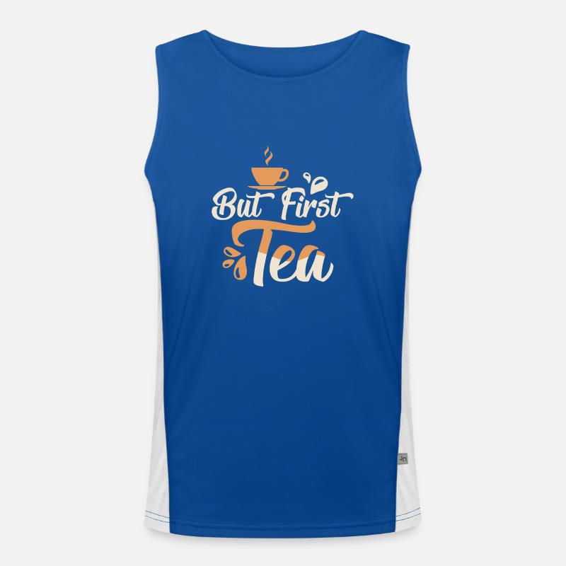 But First, Tea Tea Bag Mug Tea Drinker Funktionelles Kontrast-Tank Top für Männer 