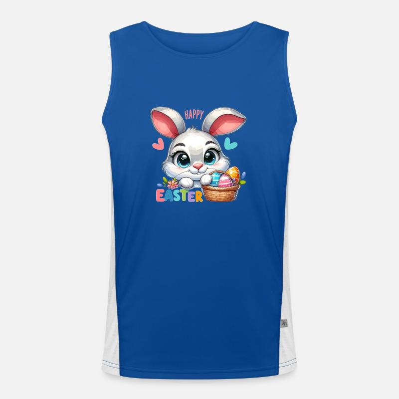Happy Easter - Easter Bunny Illustration Funktionelles Kontrast-Tank Top für Männer 
