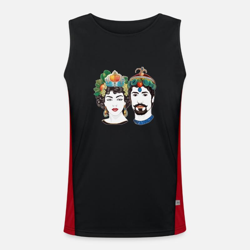 Teste di Moro - Men's Functional Contrast Tank Top  - black/red
