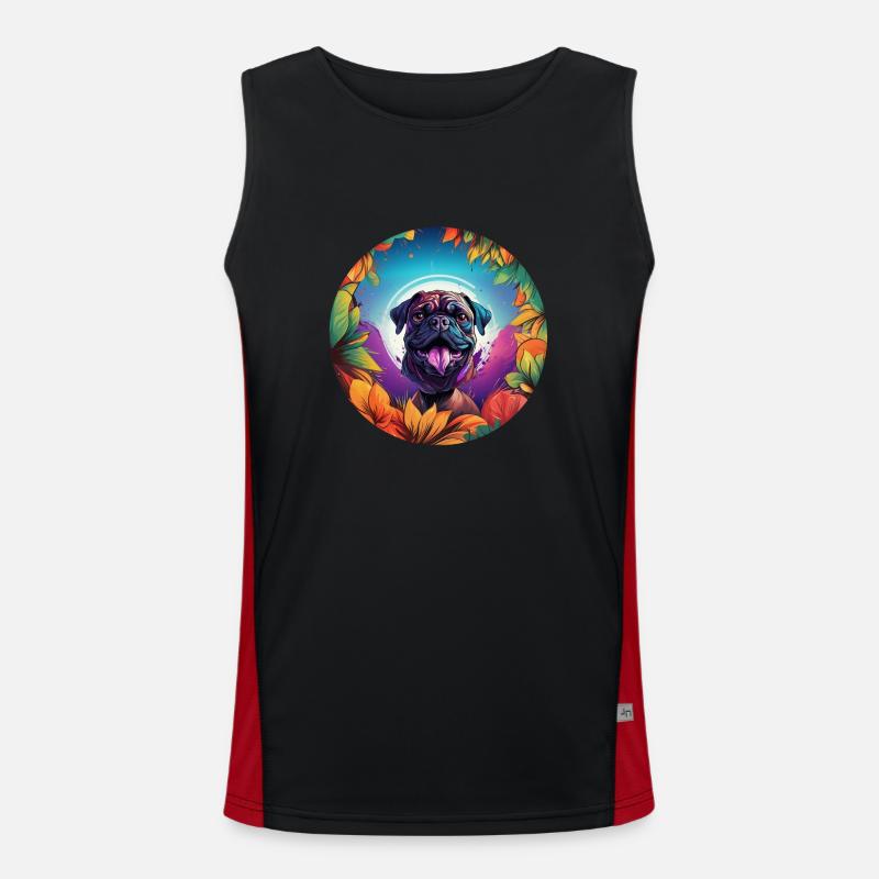 Pug in different colors Men's Functional Contrast Tank Top 