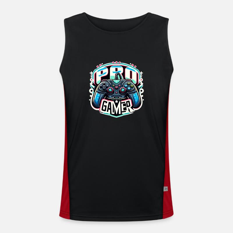 Pro Gamer - Controller Illustration - Men's Functional Contrast Tank Top  - black/red