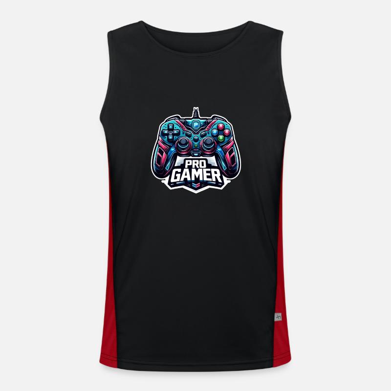 Pro Gamer - Controller Illustration - Men's Functional Contrast Tank Top - black/red