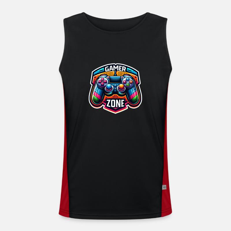 Gamer Zone - Controller Illustration - Men's Functional Contrast Tank Top - black/red