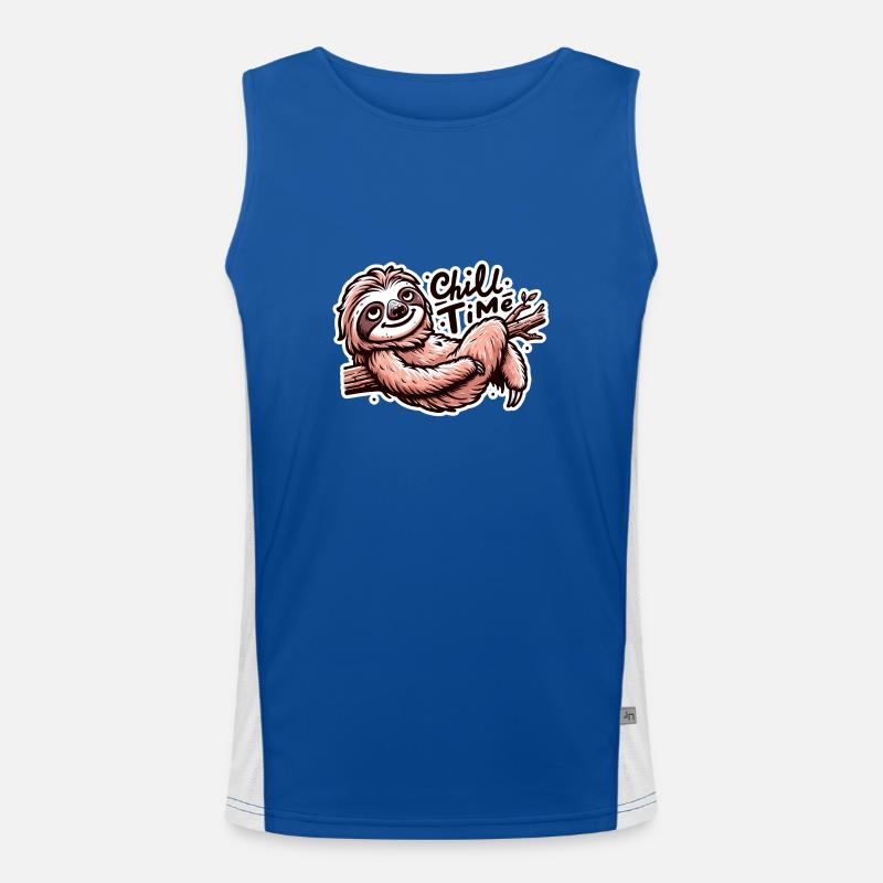 Chill Time - Sloth Illustration Men's Functional Contrast Tank Top 
