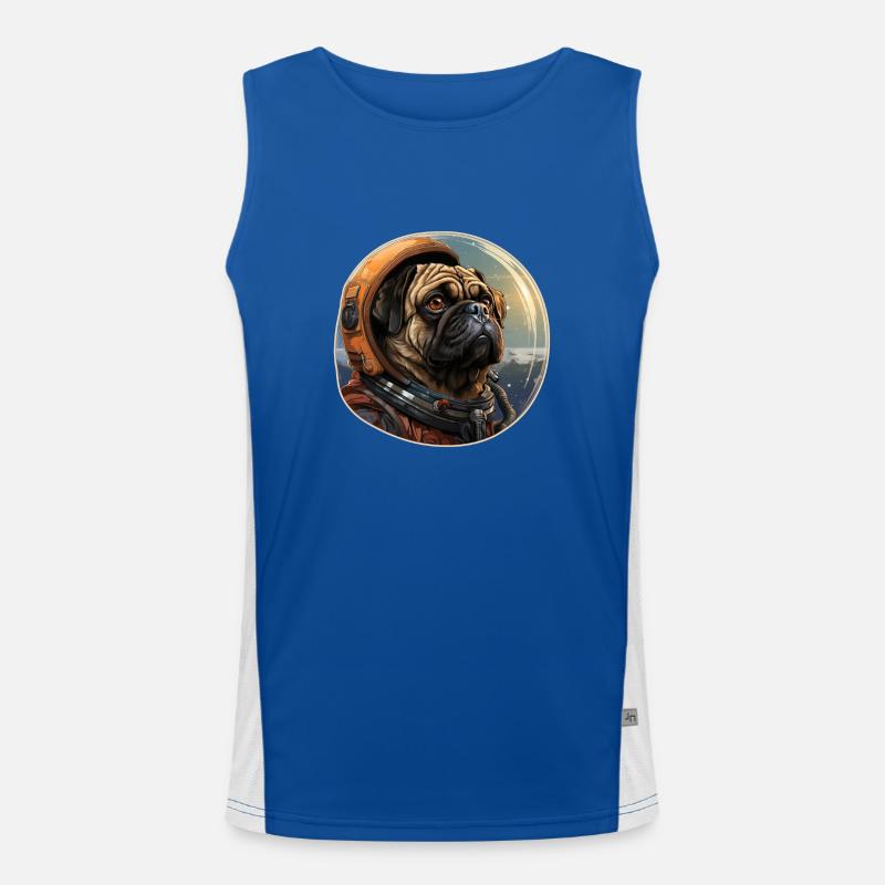 Mops Austronaut Funktionelles Kontrast-Tank Top für Männer 