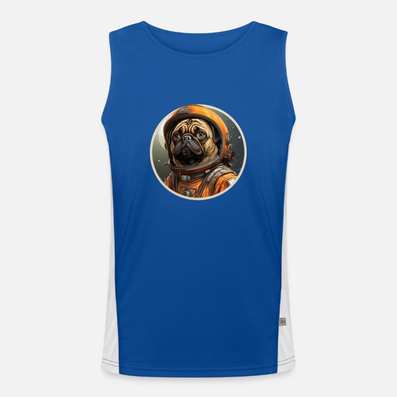 Mops Austronaut Funktionelles Kontrast-Tank Top für Männer 