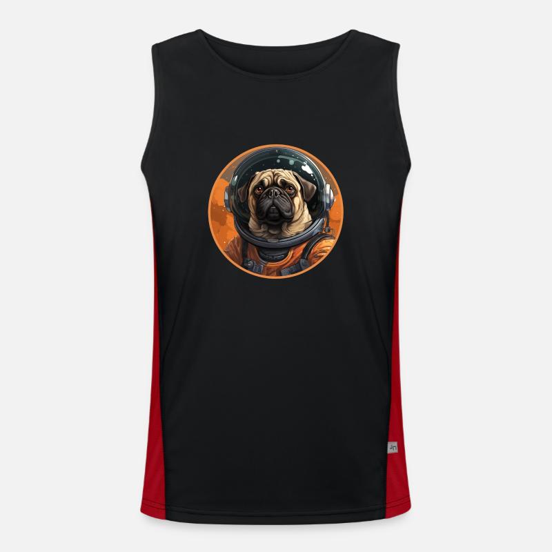 Pug Austronaut - Men's Functional Contrast Tank Top  - black/red