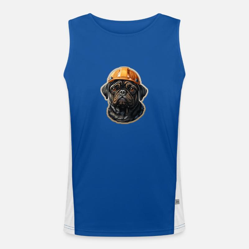 Mops als Baumeister Funktionelles Kontrast-Tank Top für Männer 