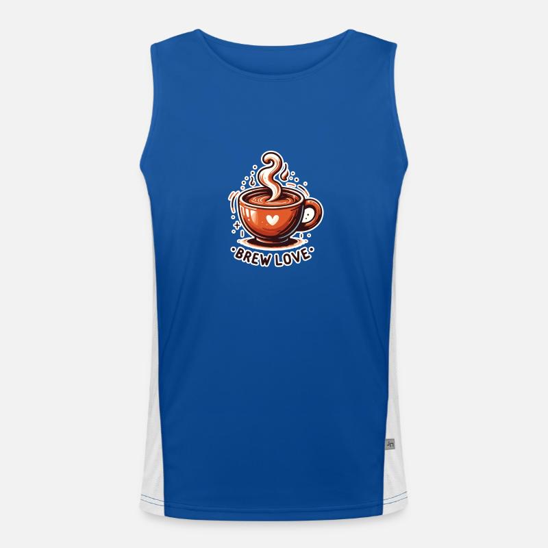 Brew Love - Coffee Cup Illustration Men's Functional Contrast Tank Top 