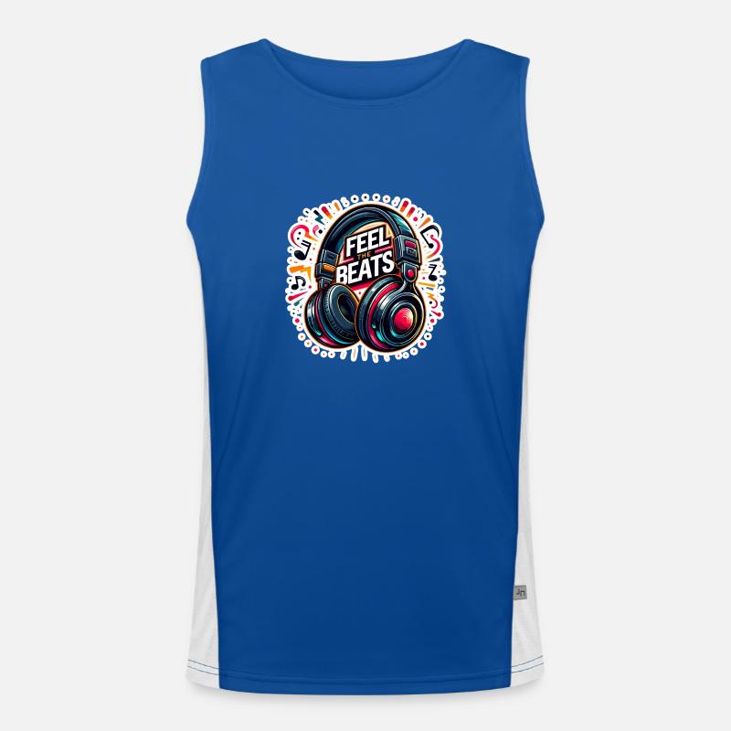 Feel the Beats - Kopfhörer Illustration Funktionelles Kontrast-Tank Top für Männer 