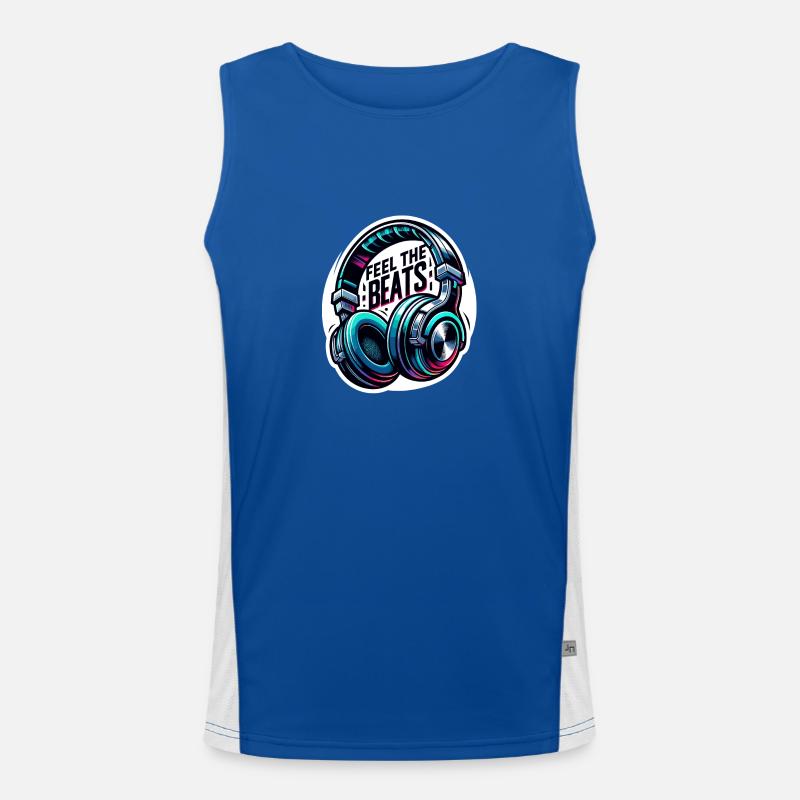 Feel the Beats - Kopfhörer Illustration Funktionelles Kontrast-Tank Top für Männer 