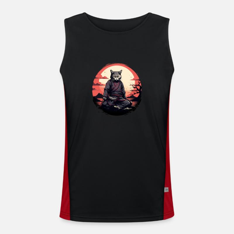 Katze Samurai Funktionelles Kontrast-Tank Top für Männer 