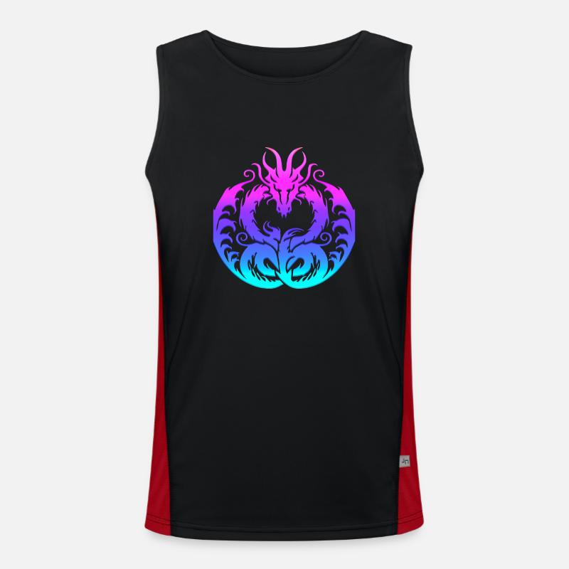 Fantasy Drache Anime Drachenkopf Mythisches Reptil Funktionelles Kontrast-Tank Top für Männer 
