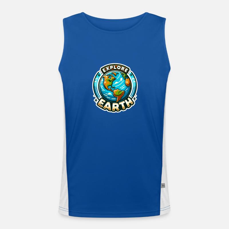 Explore Earth - Erde Illustration Funktionelles Kontrast-Tank Top für Männer 