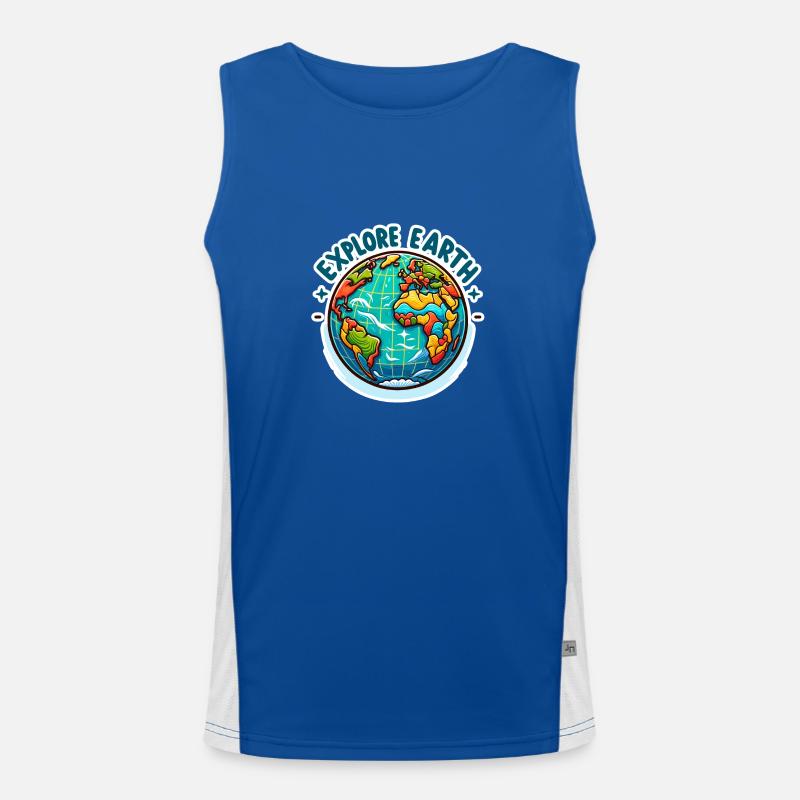Explore Earth - Erde Illustration Men's Functional Contrast Tank Top 